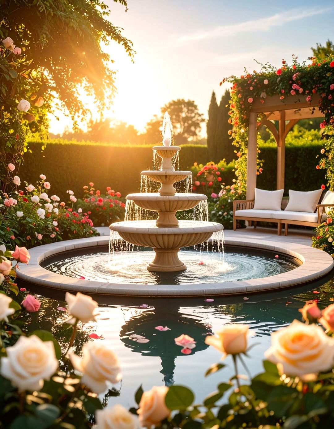 Rose Garden Water Feature Integration - 24 Rose Garden Ideas
