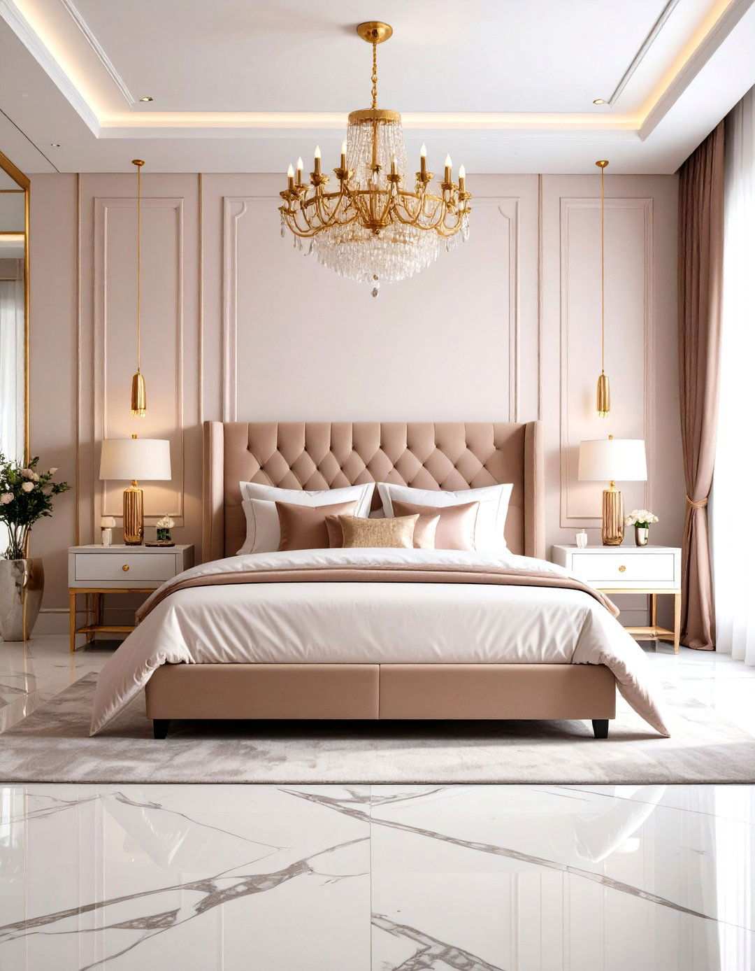 Rose Gold and Marble Luxury Bedroom - 24 Rose Gold Bedroom Ideas