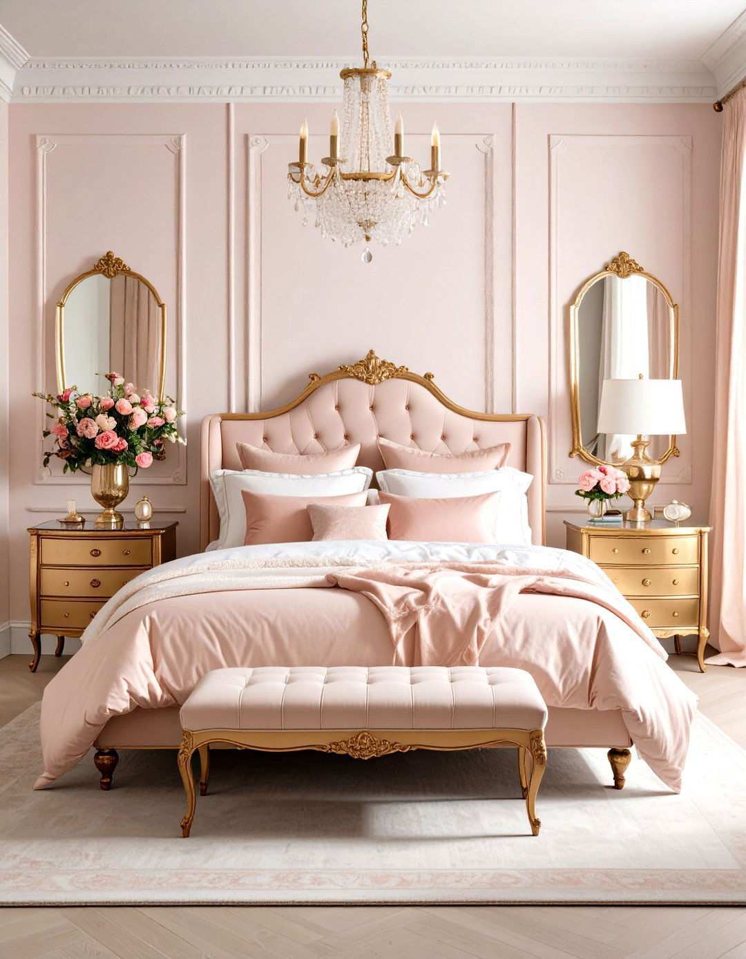 Rose Gold Vintage Bedroom with Antique Furniture - 24 Rose Gold Bedroom Ideas