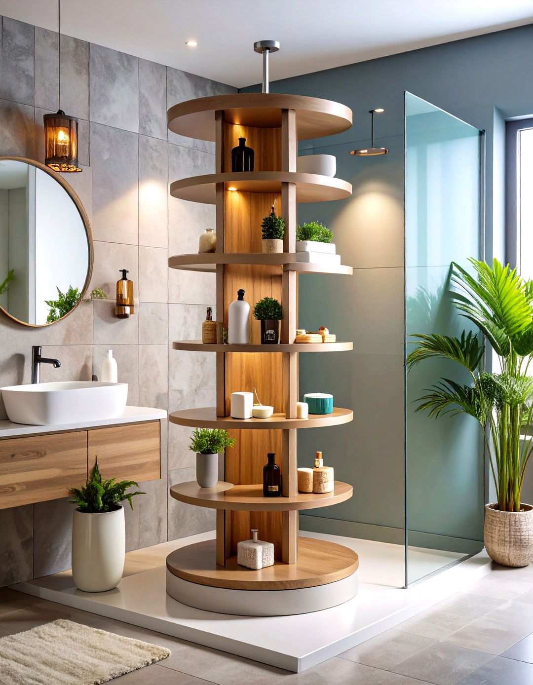 Rotating Carousel Storage - 24 Shower Storage Ideas