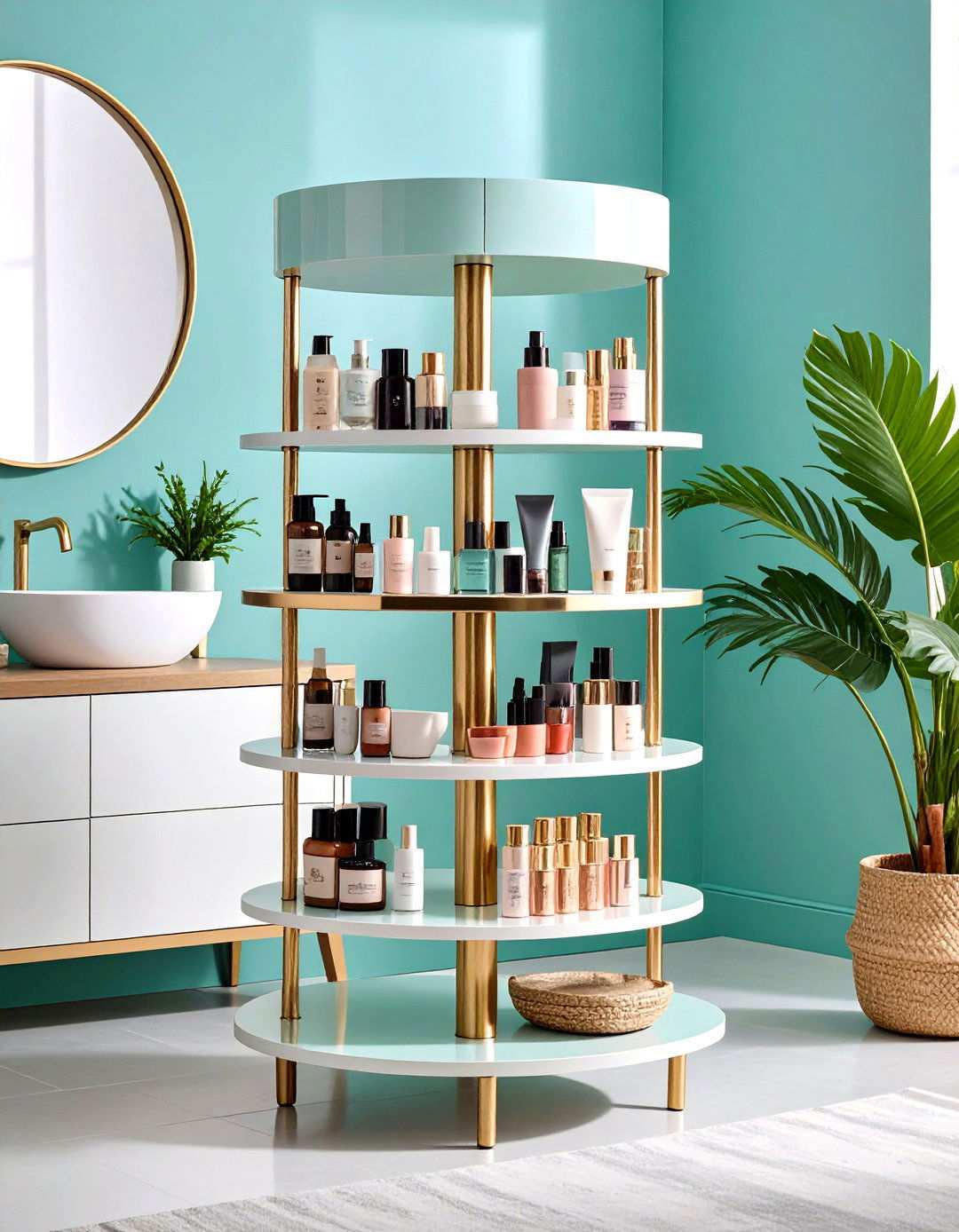 Rotating Cosmetic Carousel - 24 vanity organization ideas