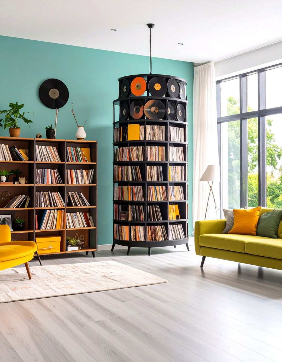 Rotating Display Towers - 24 Vinyl Record Storage Ideas