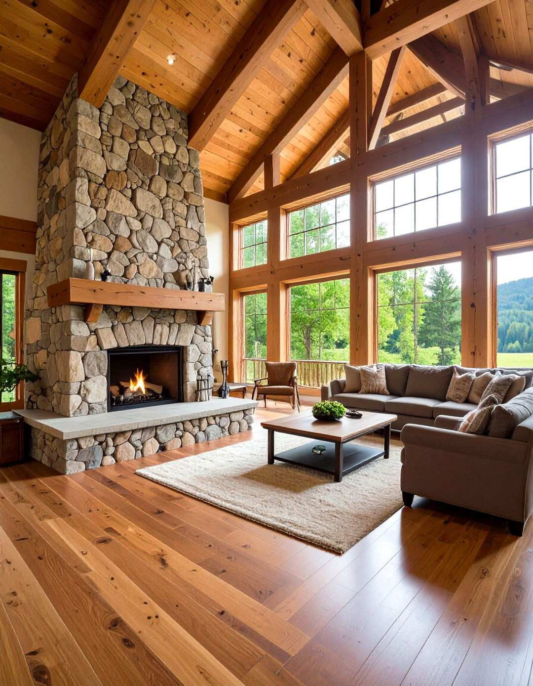Rough Hewn Timber Frame Rustic - 24 Two-story Fireplace Ideas