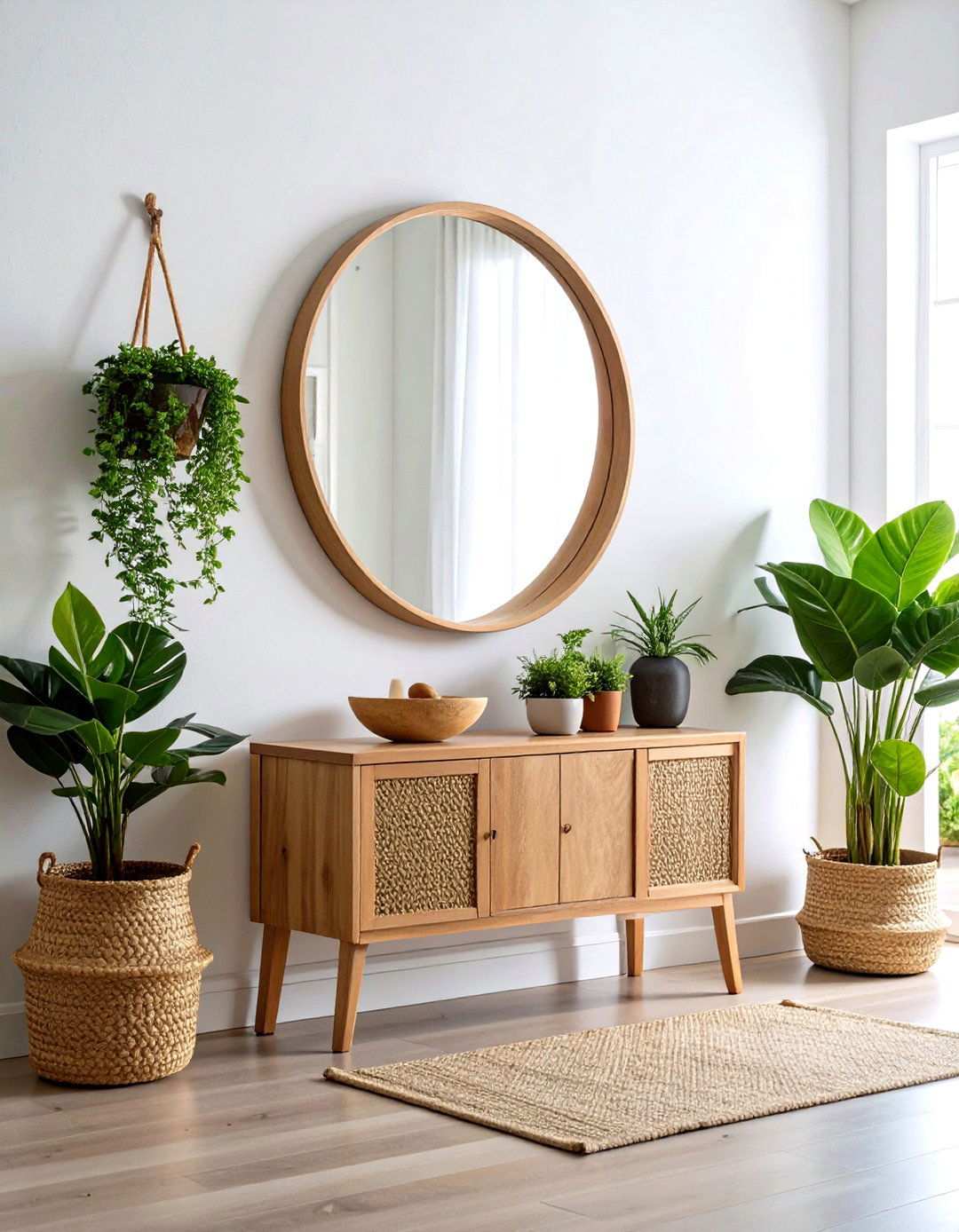 Round Statement Mirrors - 24 Scandinavian Entryway Ideas