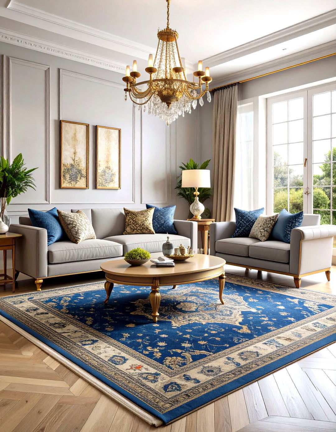 Royal Blue Statement Rug Design - 24 what color rug goes with a grey couch