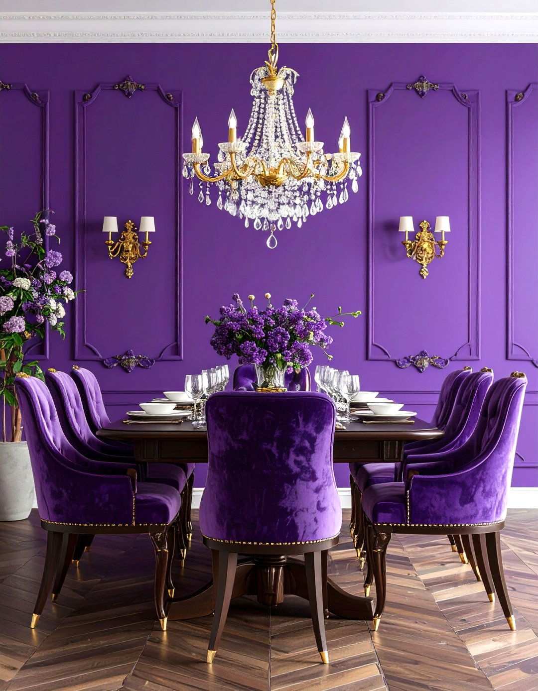 Royal Purple Formal Dining Room with Elegant Details - 24 Ways to Decorate With Jewel Tones
