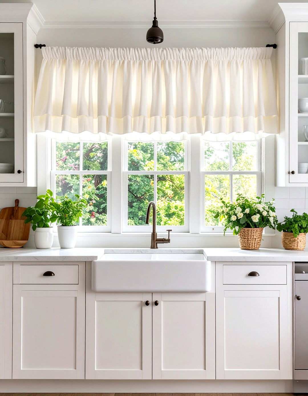Ruffled Kitchen Valance with Traditional Feminine Charm - 24 Kitchen Valance Ideas