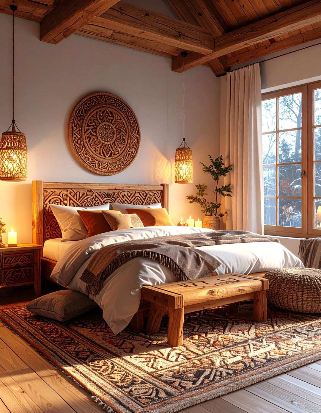 Rune Carved Bedroom Design - 24 Viking Bedroom Ideas