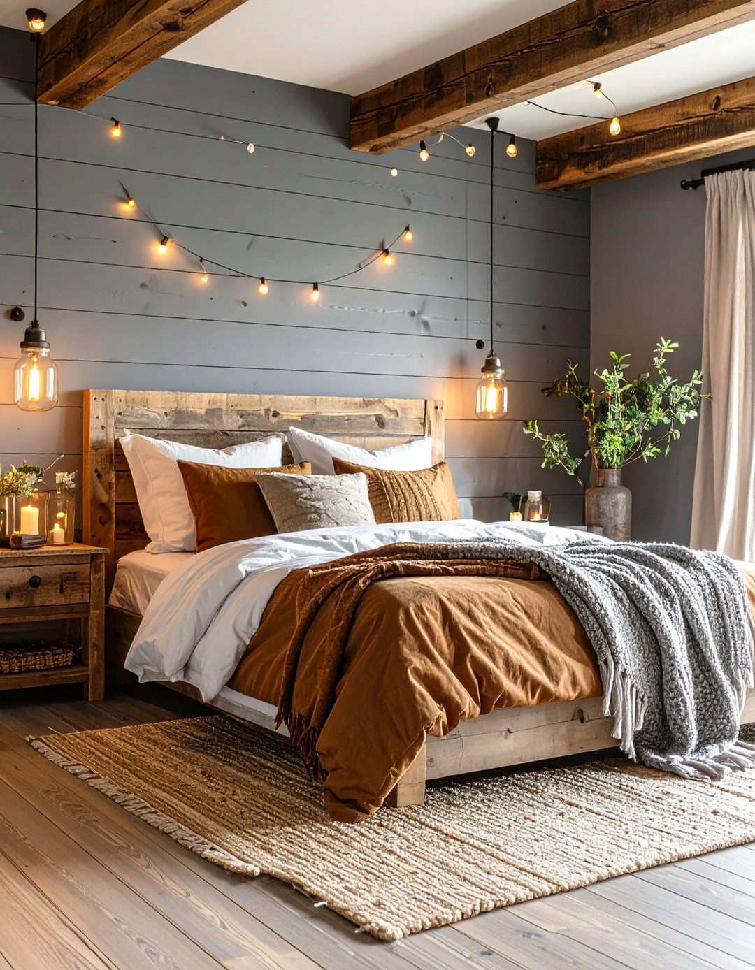 Rust and Gray Modern Farmhouse Bedroom - 24 Rust Bedroom Ideas