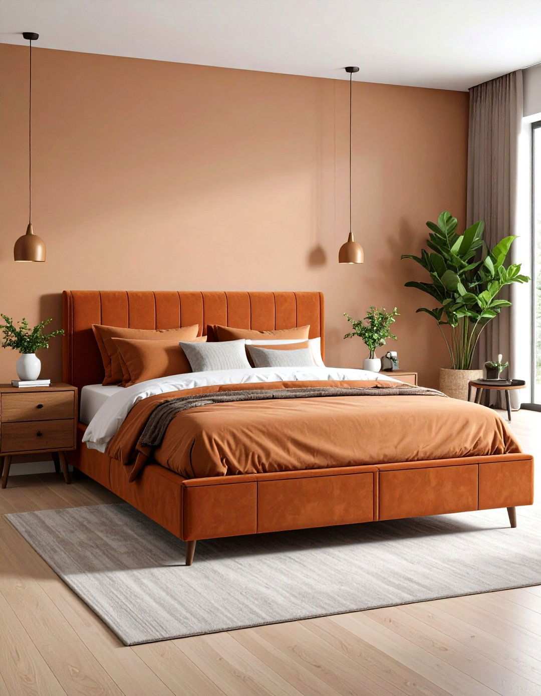 Rust Platform Bed with Built in Storage - 24 Rust Bedroom Ideas