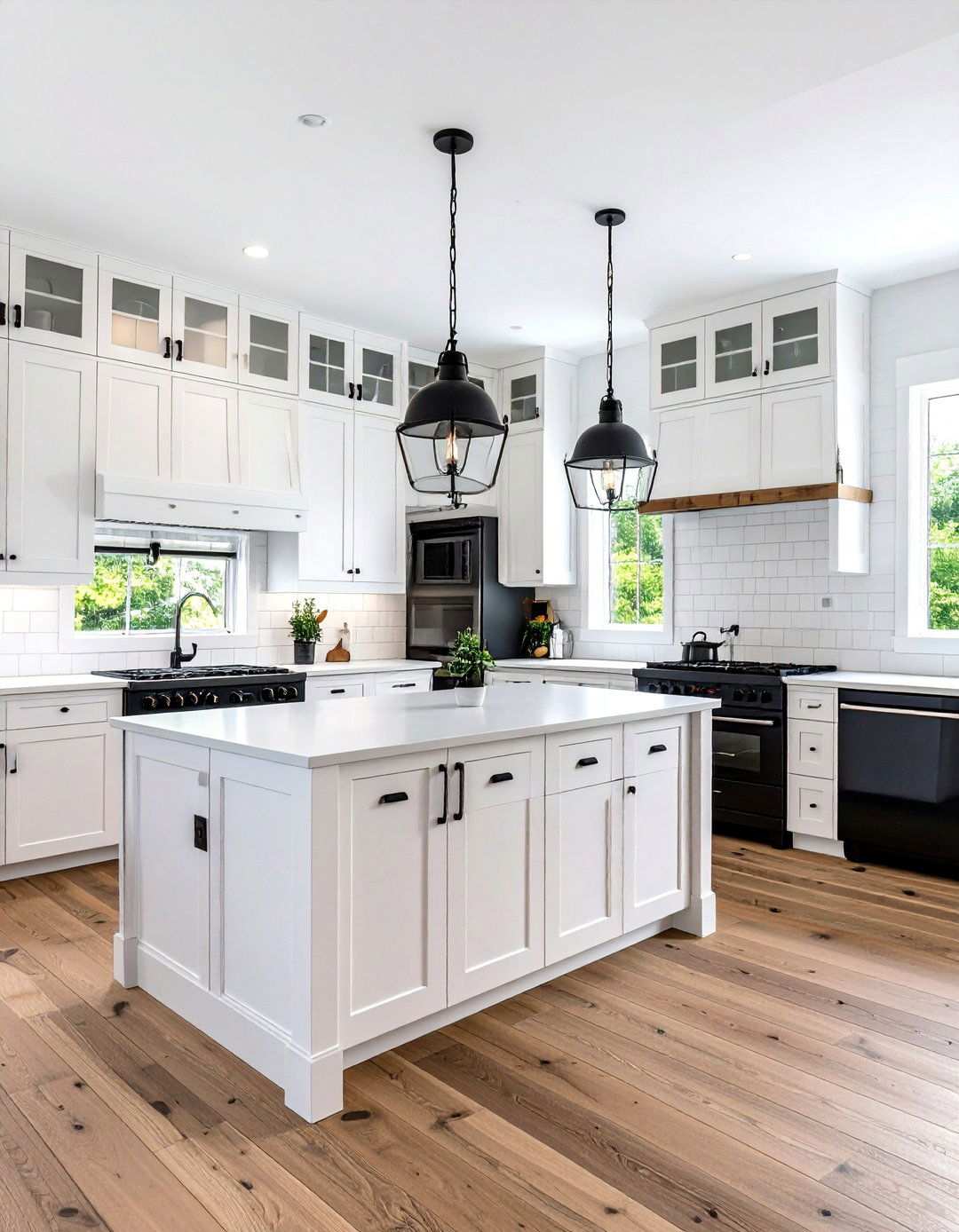 Rustic Barn Door Charm - 24 White Kitchen with Black Appliances Ideas