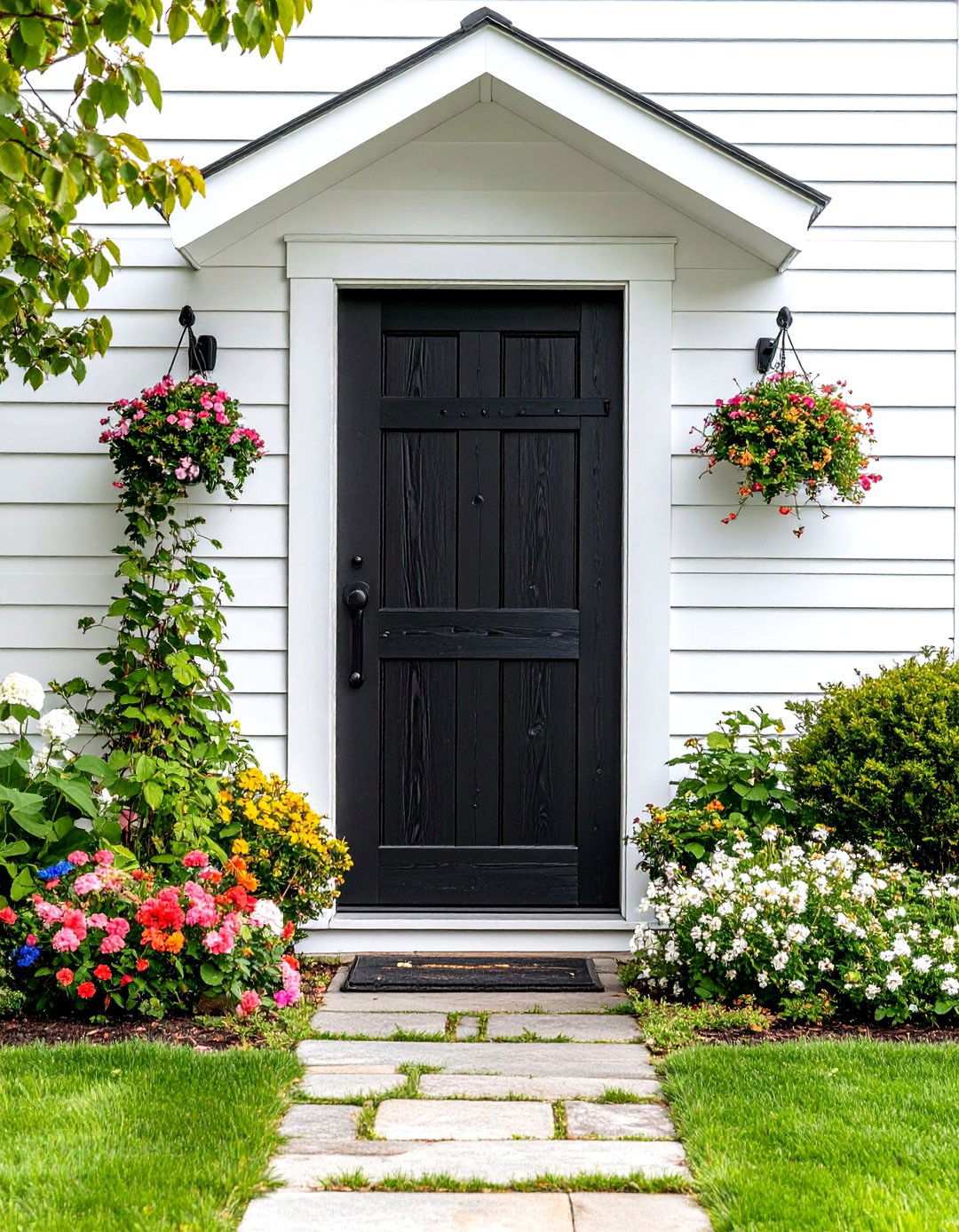 Rustic Black Plank Door Design - 24 White House Ideas With Black Doors