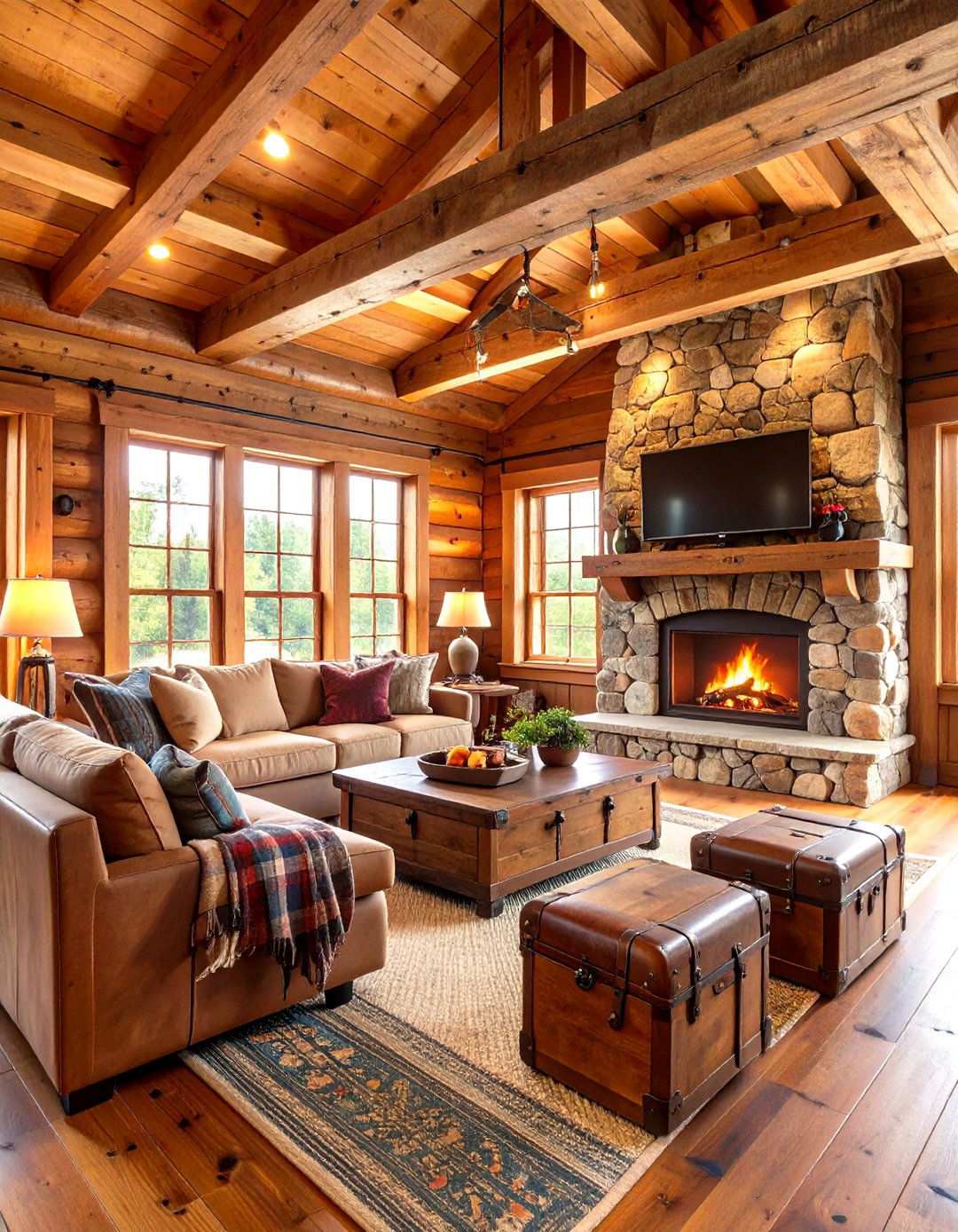 Rustic Cabin Media Room with Natural Elements - 24 Small Media Room Ideas