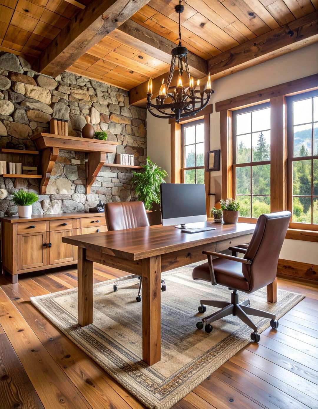 Rustic Cabin Retreat Office - 24 Man Cave Office Ideas