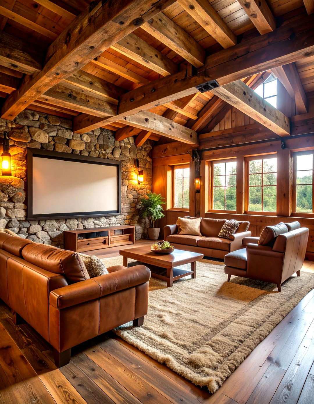 Rustic Cabin Theater Retreat - 24 Home Theater Ideas