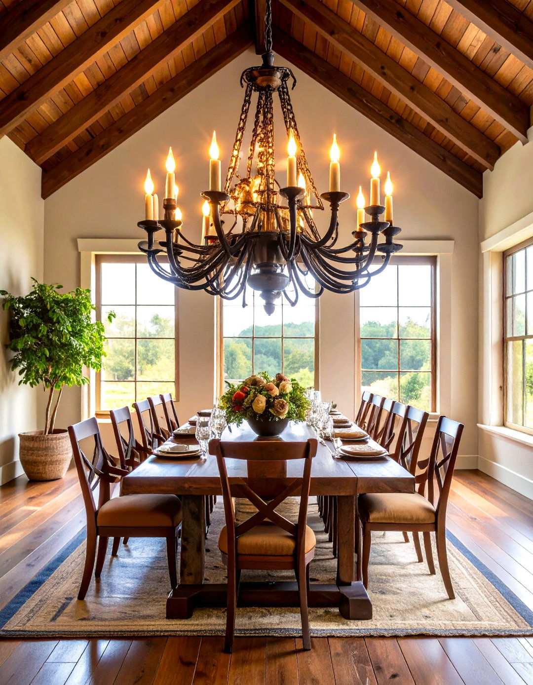 Rustic Chandelier Centerpieces - 24 Vaulted Ceiling Lighting Ideas