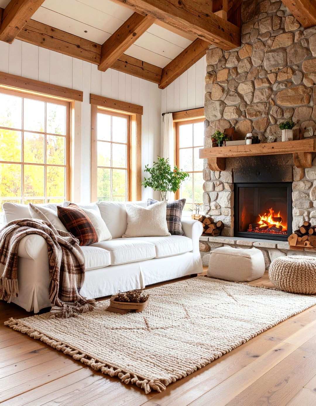Rustic Charm Gathering Space - 24 White Couch Living Room Ideas