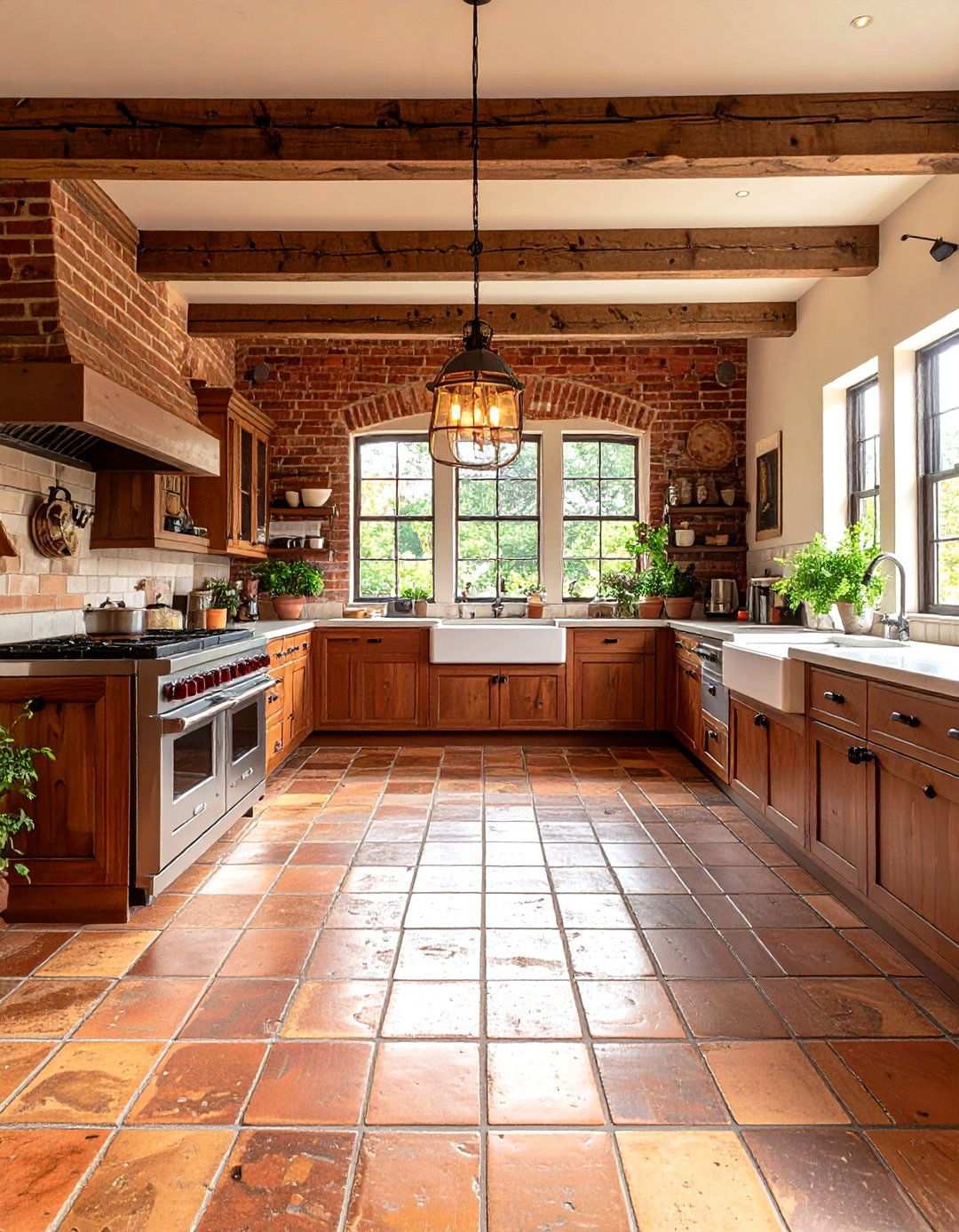 Rustic Checkered Brick Kitchen - 24 Kitchens With Checkered Floors