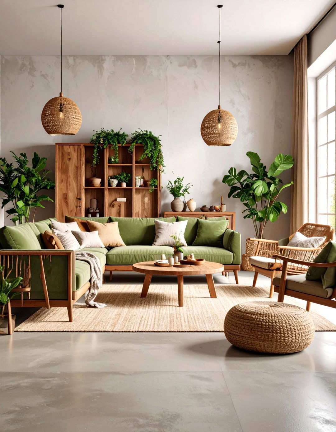 Rustic Color Palette Integration - 24 Rustic Concrete Floor Living Room Ideas