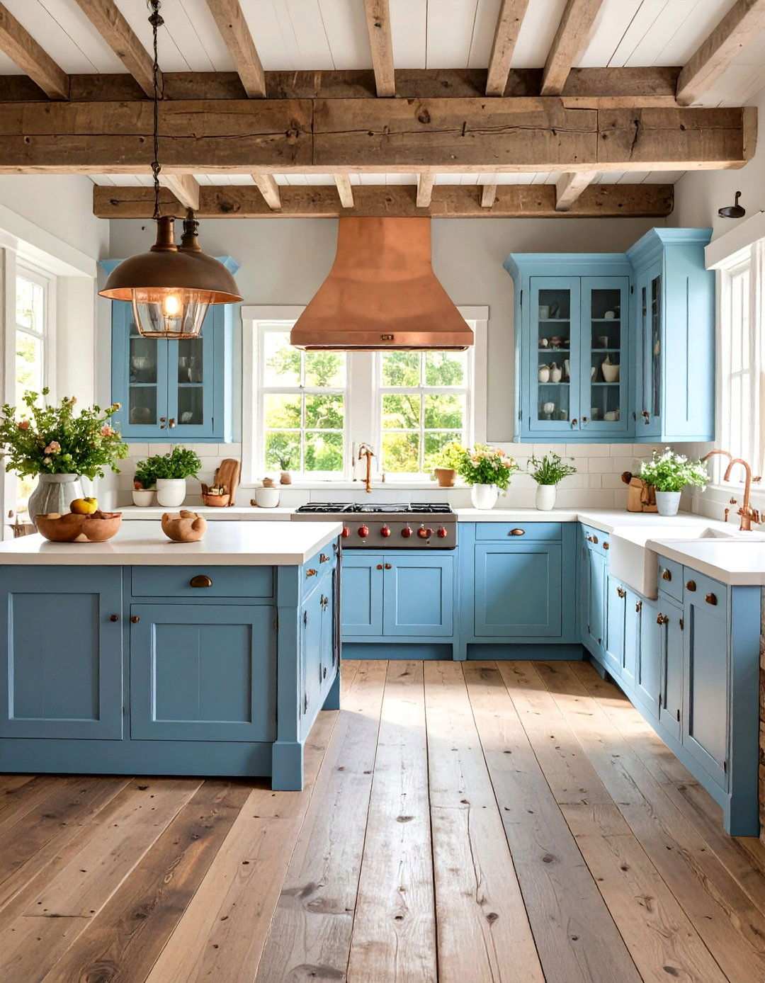 Rustic Country Kitchen with Reclaimed Wood Floors - 24 Kitchens With Wood Floors