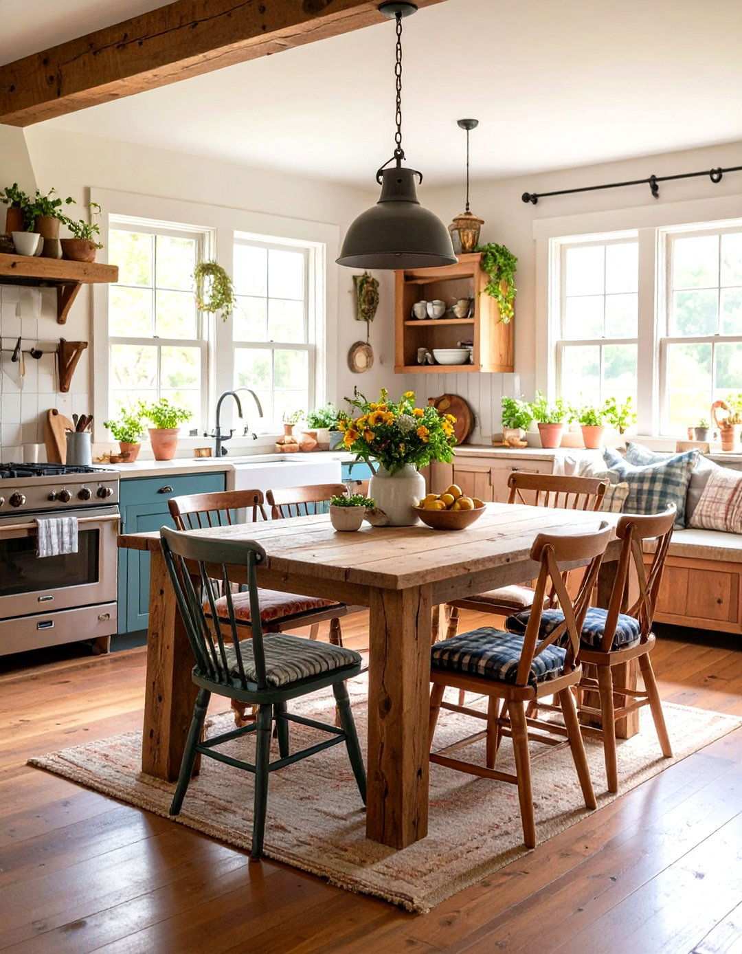 Rustic Dining Nook Integration - 24 Primitive Kitchen Ideas