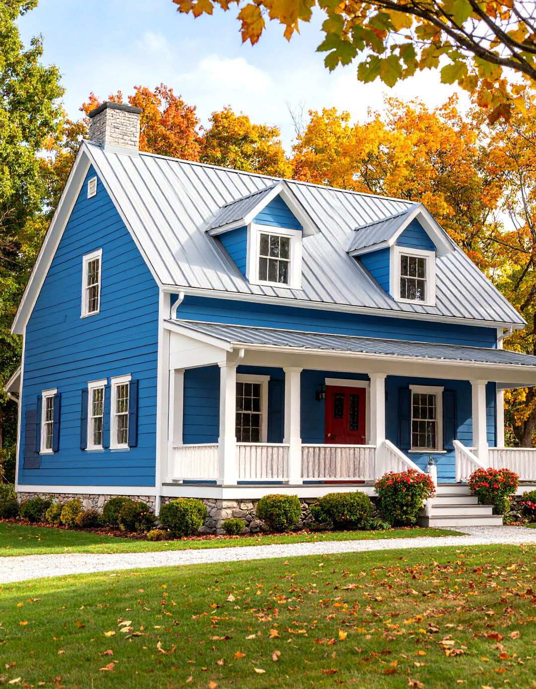Rustic Farmhouse Charm - 24 houses with blue metal roofs