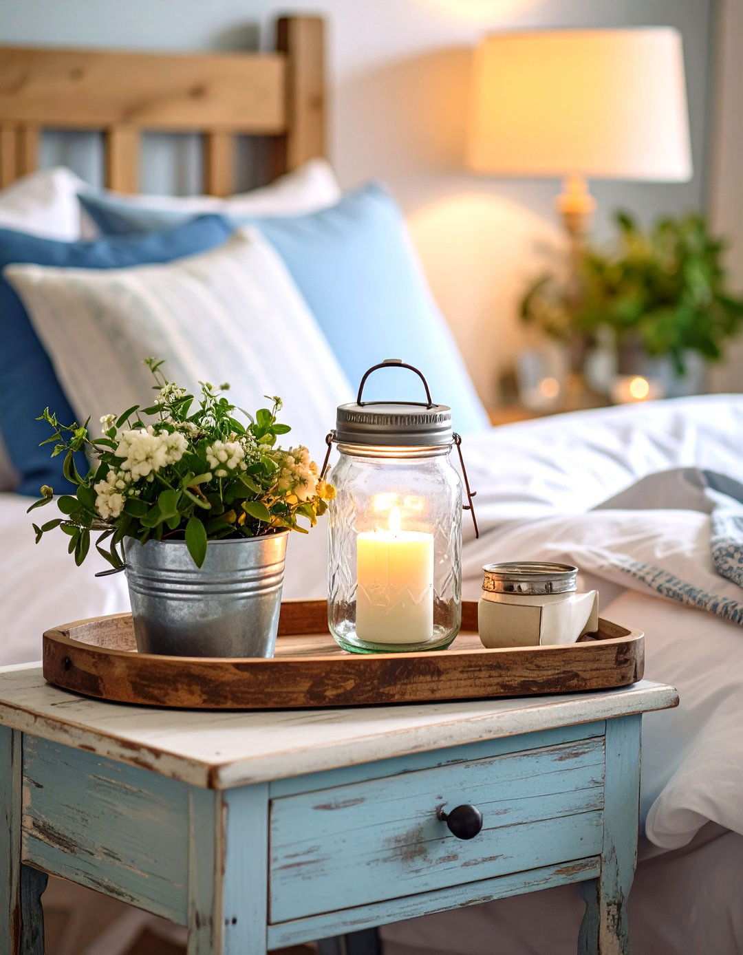 Rustic Farmhouse Charm - 24 Nightstand Decor Ideas