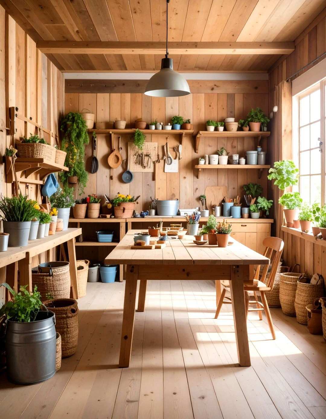 Rustic Farmhouse Craft Studio - 24 She Shed Interior Ideas