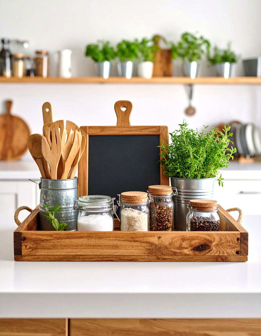 Rustic Farmhouse Kitchen Counter Tray - 24 Tray Decor Ideas