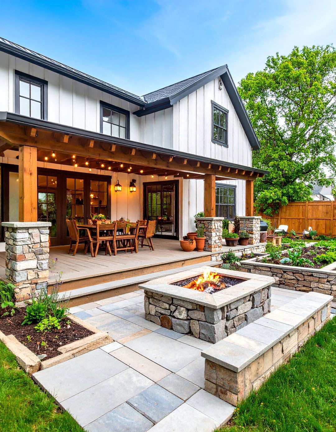 Rustic Farmhouse L Shaped Homestead - 24 L Shaped Backyard Ideas