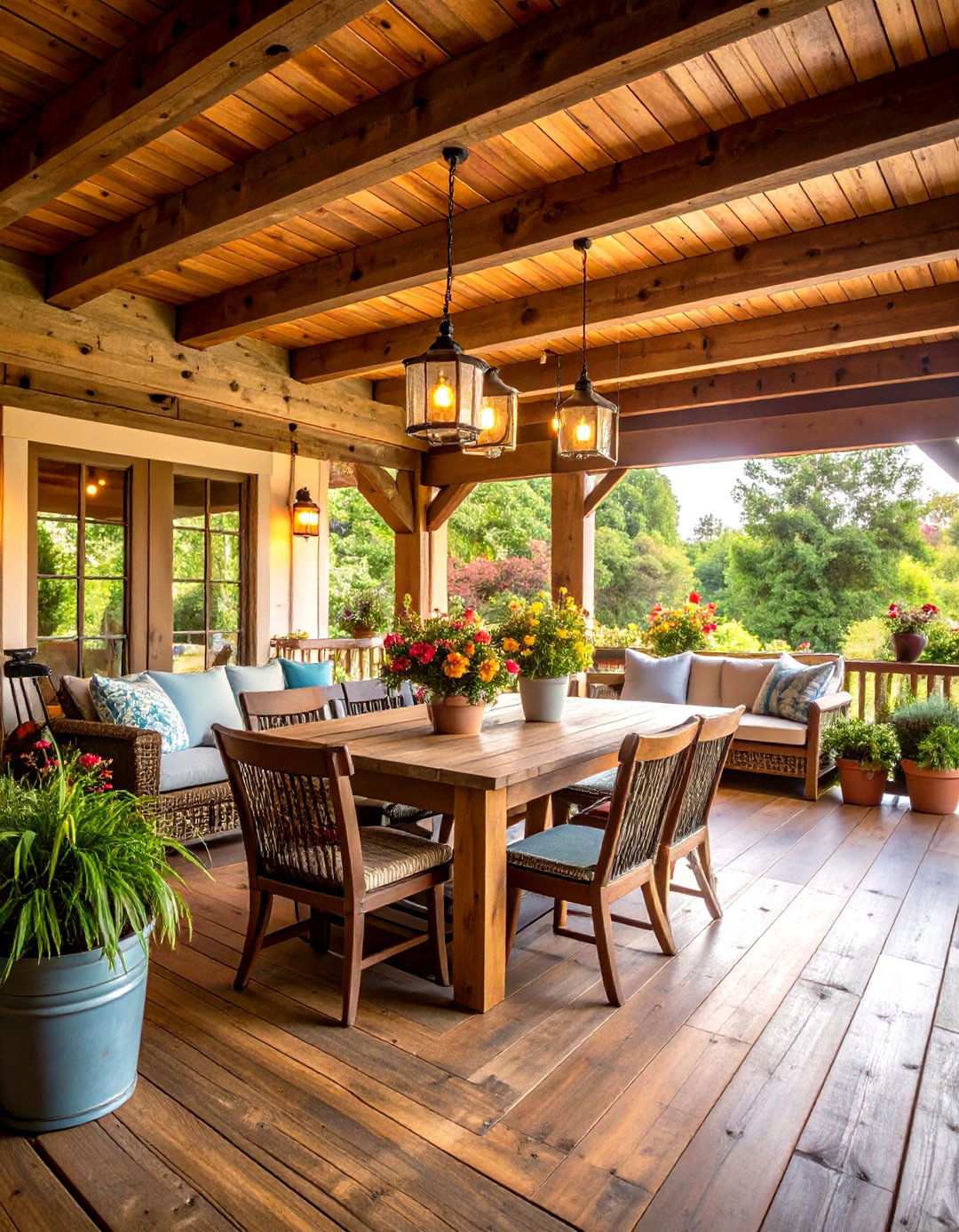 Rustic Farmhouse Lanai with Reclaimed Wood - 24 Lanai Porch Ideas