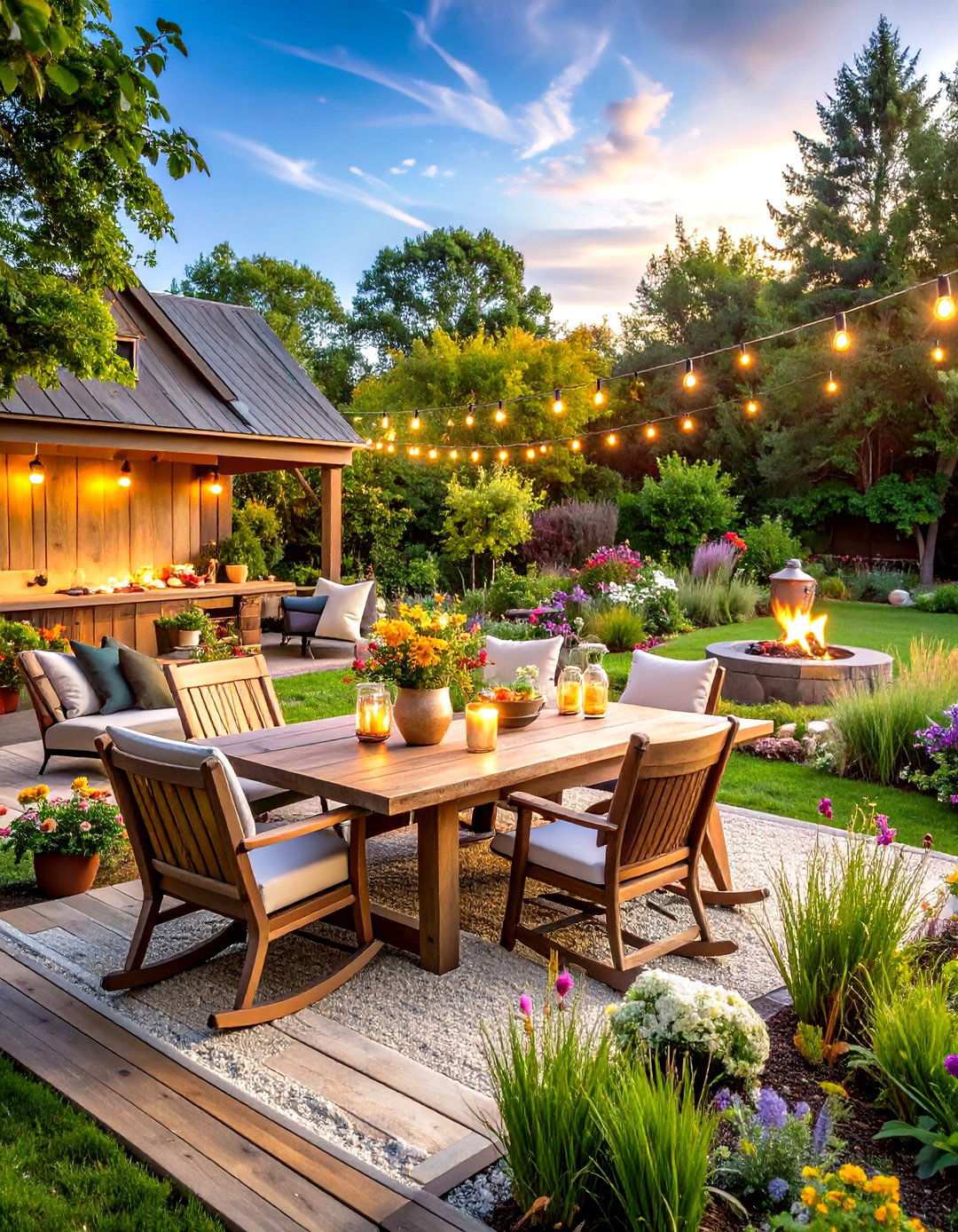 Rustic Farmhouse Outdoor Living - 24 Large Backyard Ideas