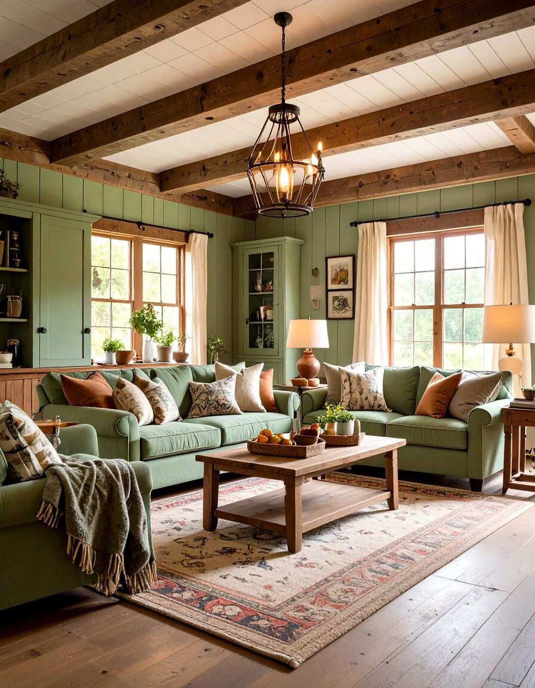 Rustic Farmhouse Sage Green Living Room - 24 Sage Green Living Room Ideas