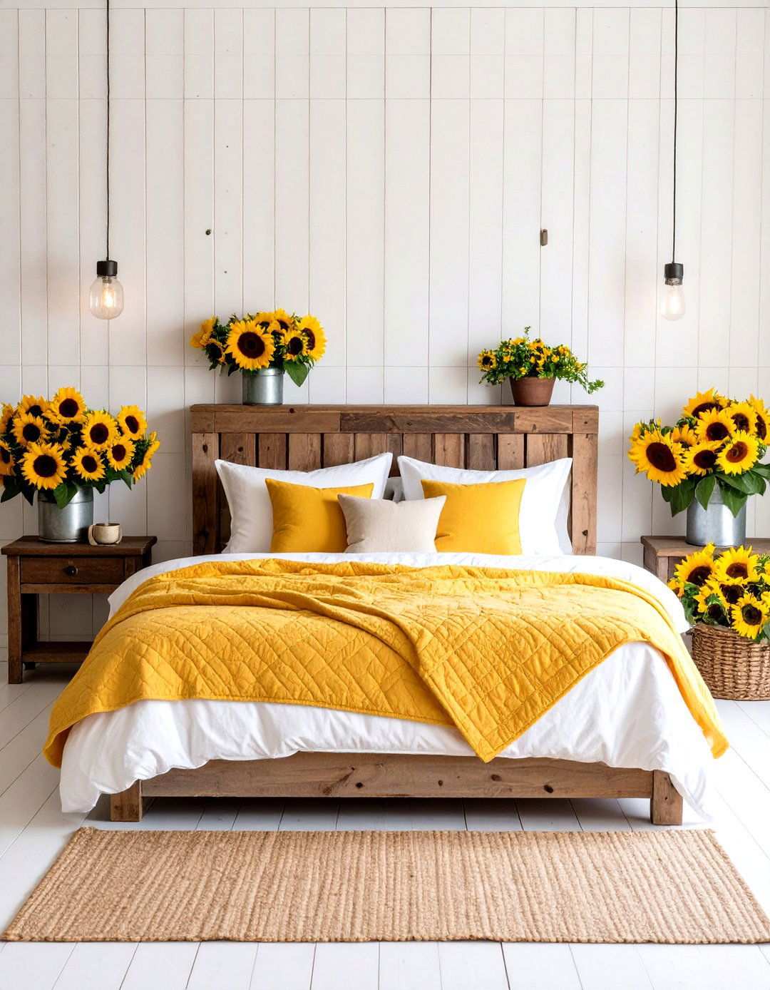 Rustic Farmhouse Sunflower Bedroom - 24 Sunflower Bedroom Ideas