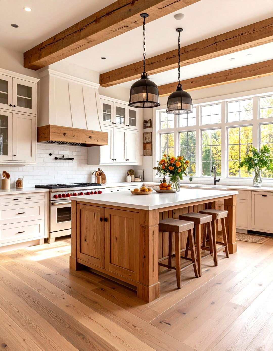 Rustic Farmhouse Wood Elements - 24 Kitchen With White Appliances Ideas