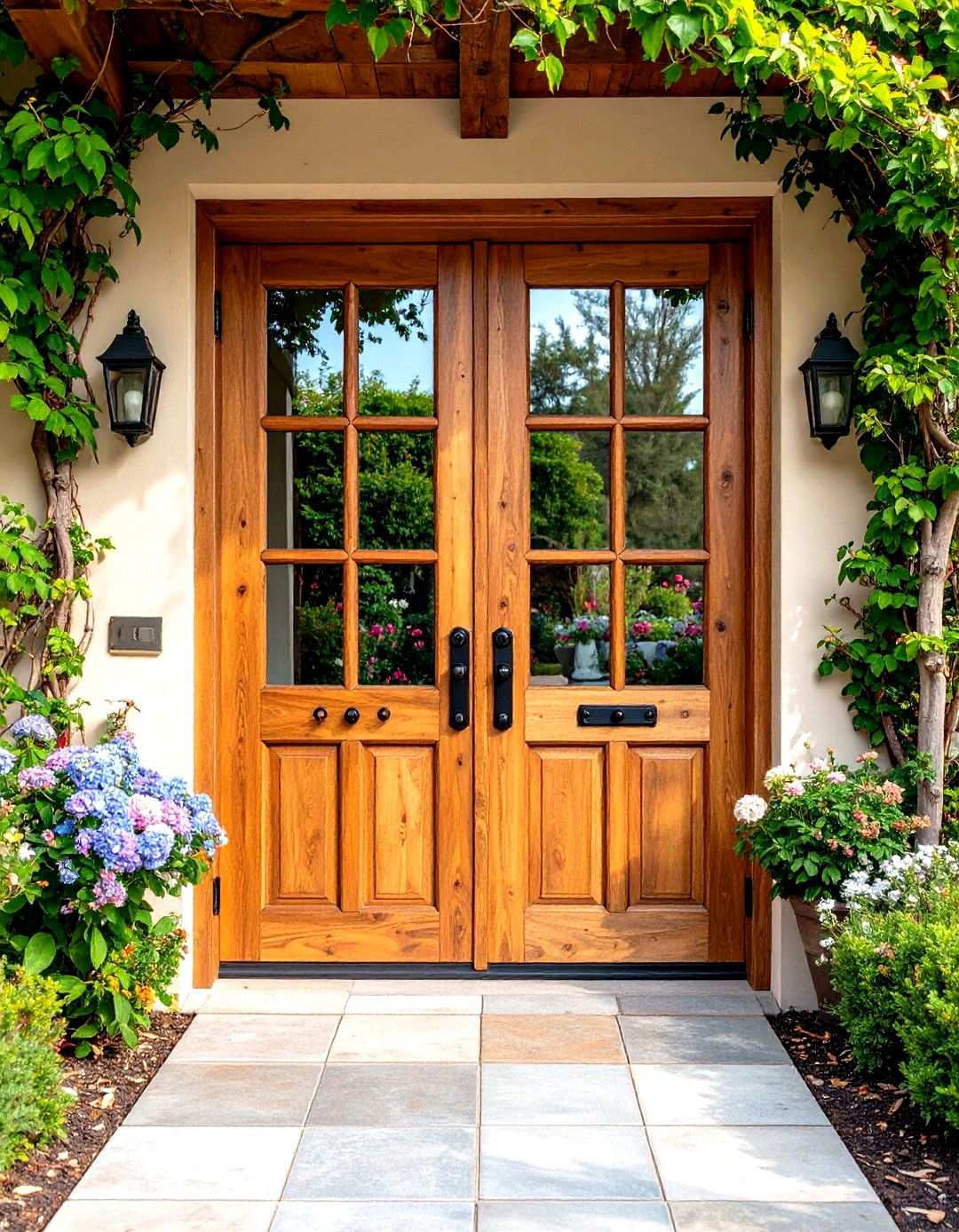 Rustic French Door Entry Pair - 24 Rustic Front Door Ideas