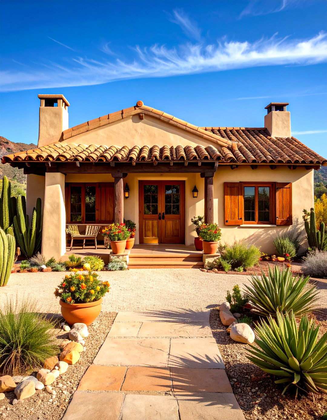 Rustic Hacienda Style with Exposed Beams - 24 spanish bungalow exterior ideas