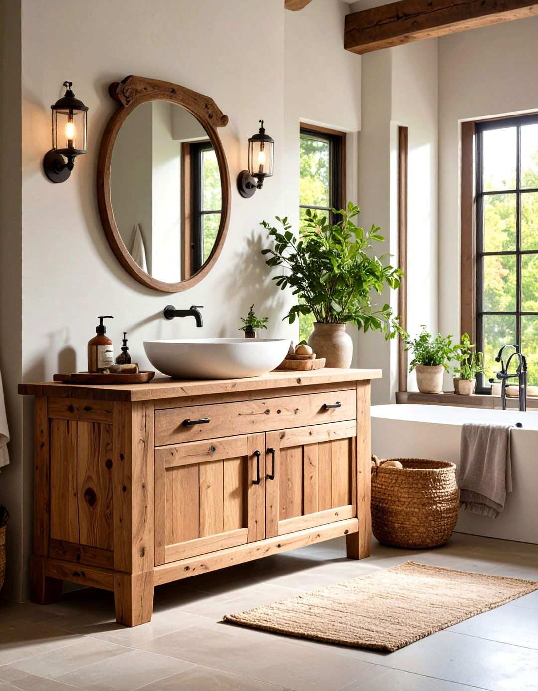Rustic Hickory Vanity with Natural Edge - 24 Wood Bathroom Vanity Ideas