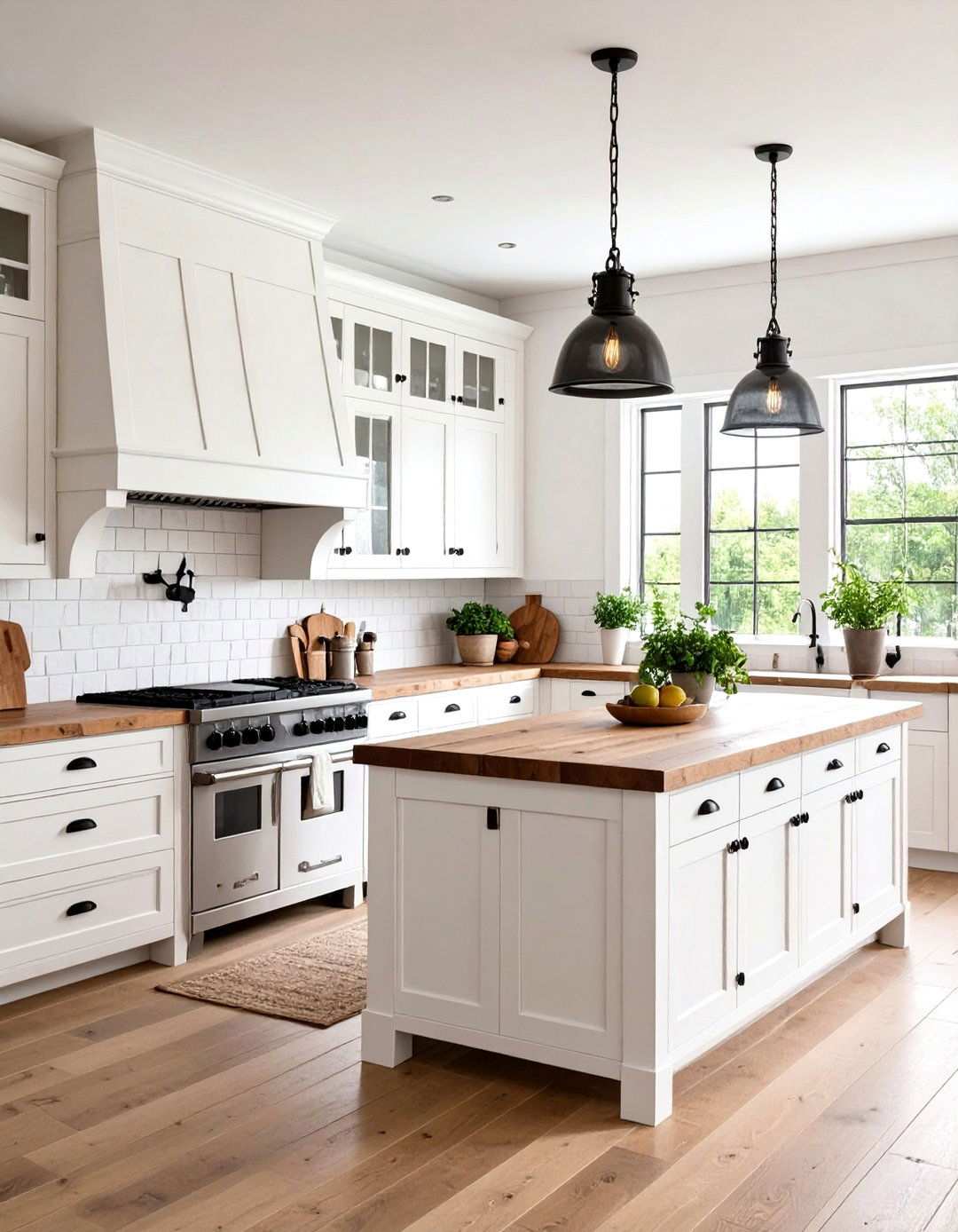 Rustic Kitchen with Hand Forged Black Hardware - 24 White Kitchen Cabinets With Black Hardware