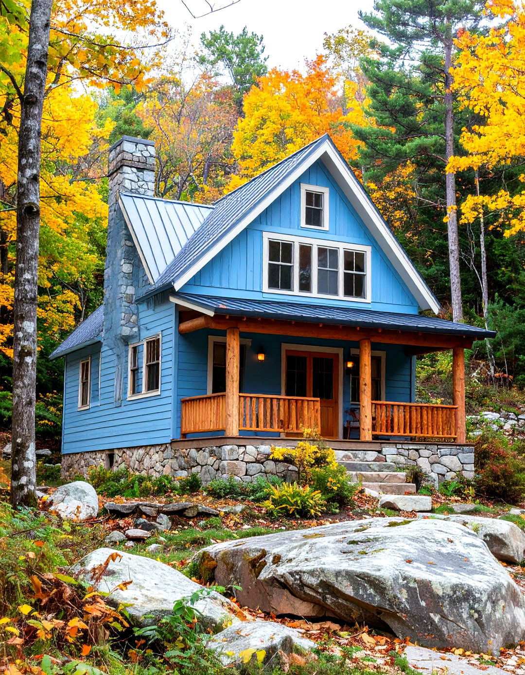 Rustic Light Blue Mountain Cabin - 24 light blue house exterior ideas