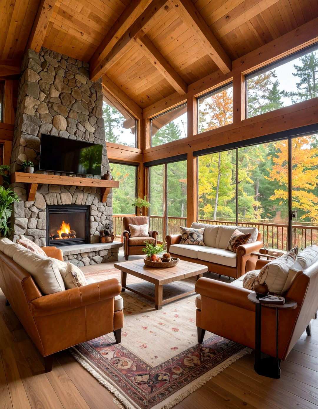 Rustic Lodge Screened Cabin - 24 Small Screened-in Porch Ideas