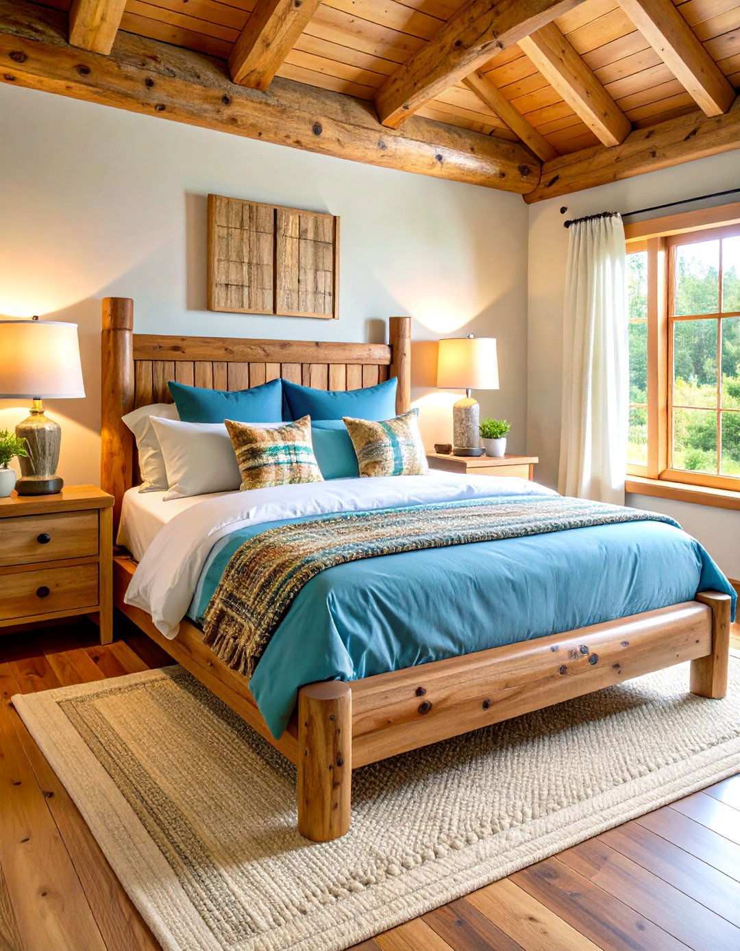 Rustic Log Bed Frame Centerpiece - 24 Rustic Bedroom Ideas