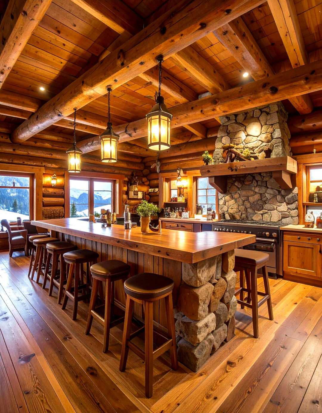 Rustic Log Cabin Bar - 24 Mini Bar Ideas