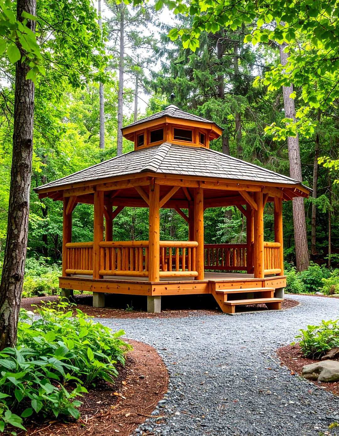 Rustic Log Cabin Gazebo - 24 patio with a gazebo ideas
