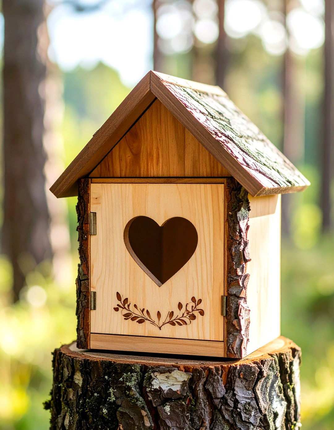 Rustic Log Natural Wood Box - 24 Wedding Card Box Ideas