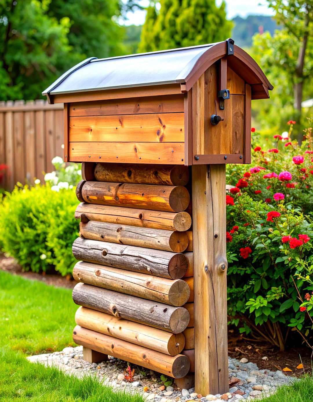 Rustic Log Stack Construction - 24 Mailbox Post Ideas
