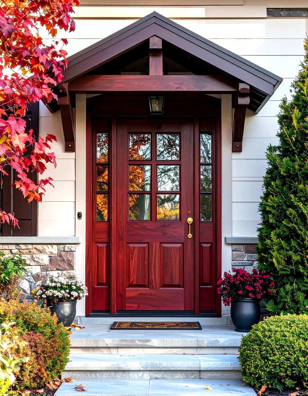 Rustic Mahogany Front Door with Glass - 24 Rustic Front Door Ideas