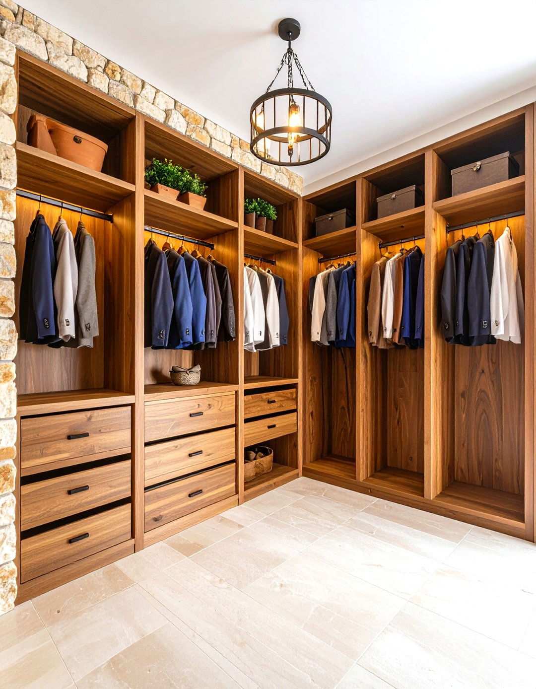 Rustic Mediterranean Stone and Wood Closet - 24 Rustic Closet Ideas