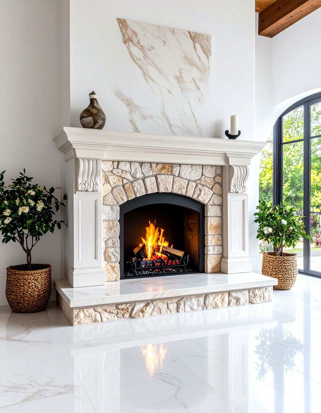 Rustic Mediterranean Style - 24 Marble Fireplace Ideas
