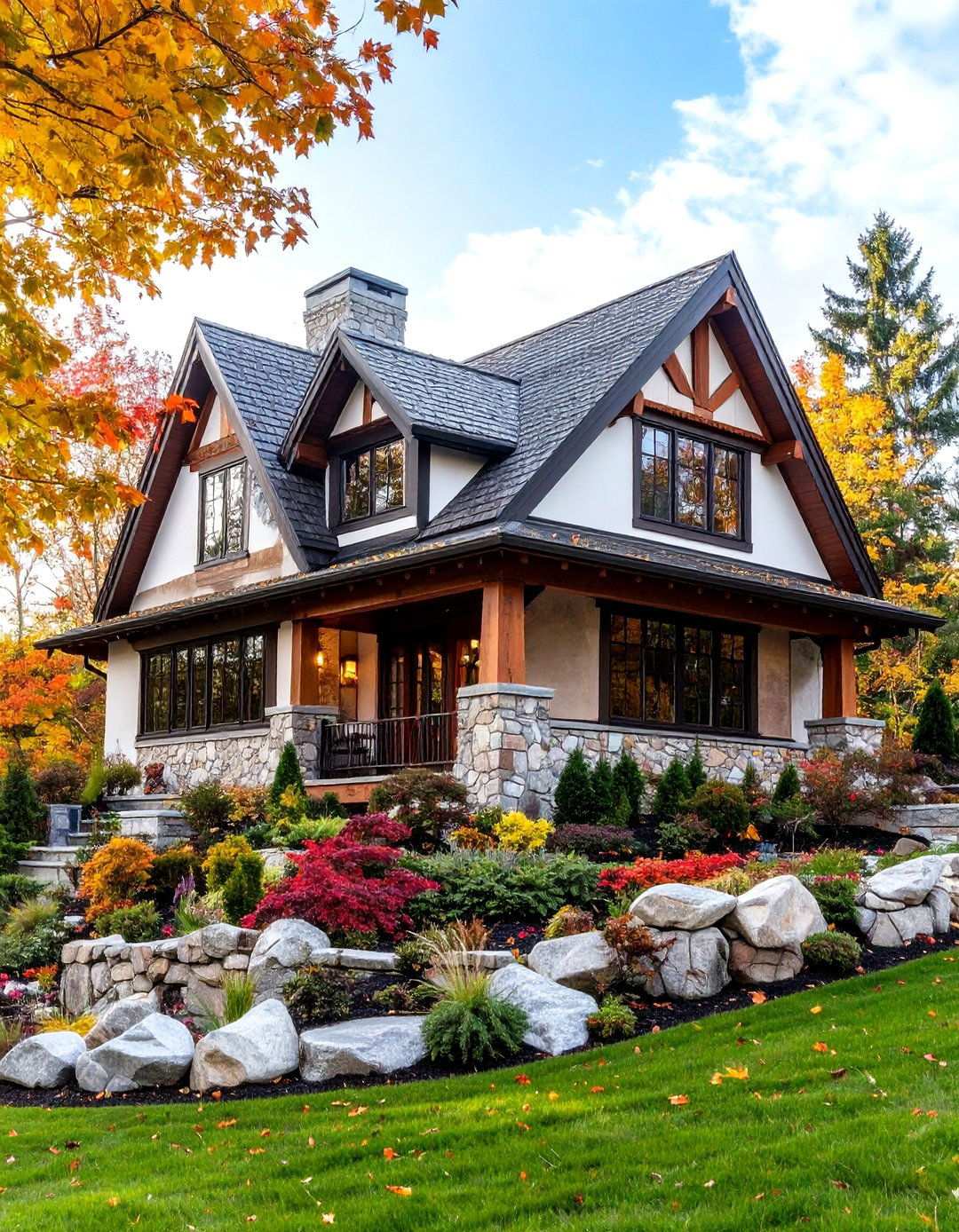 Rustic Modern Tudor Stone Design - 24 Modern Tudor Exterior Inspiration